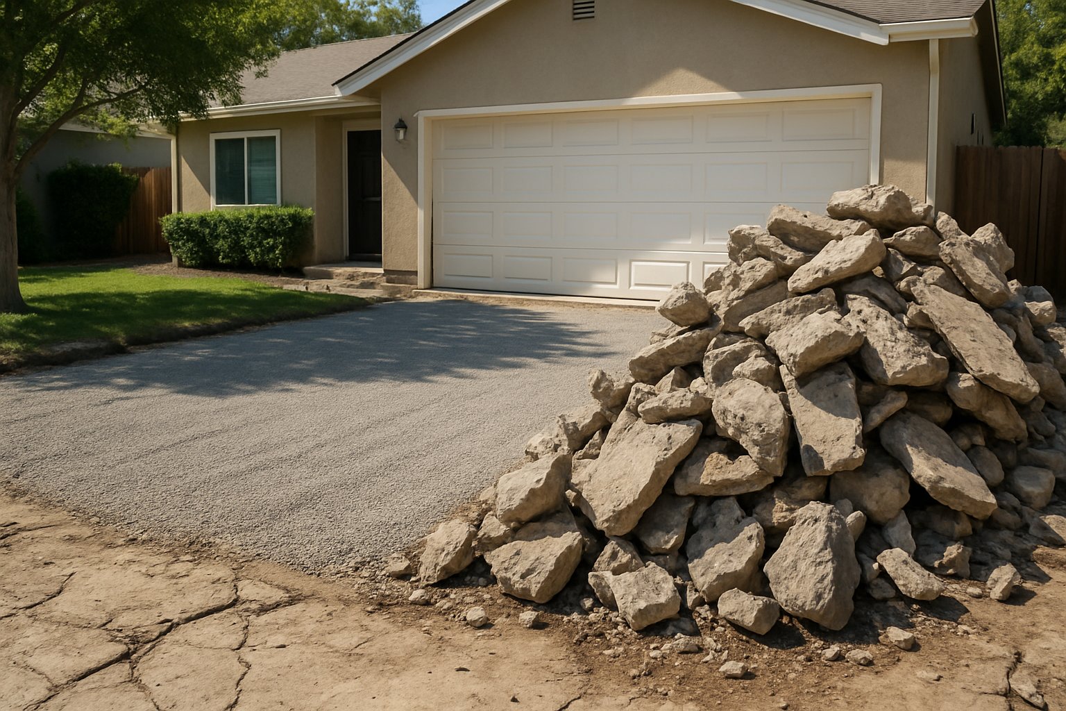 Tear-out of a cracked concrete driveway