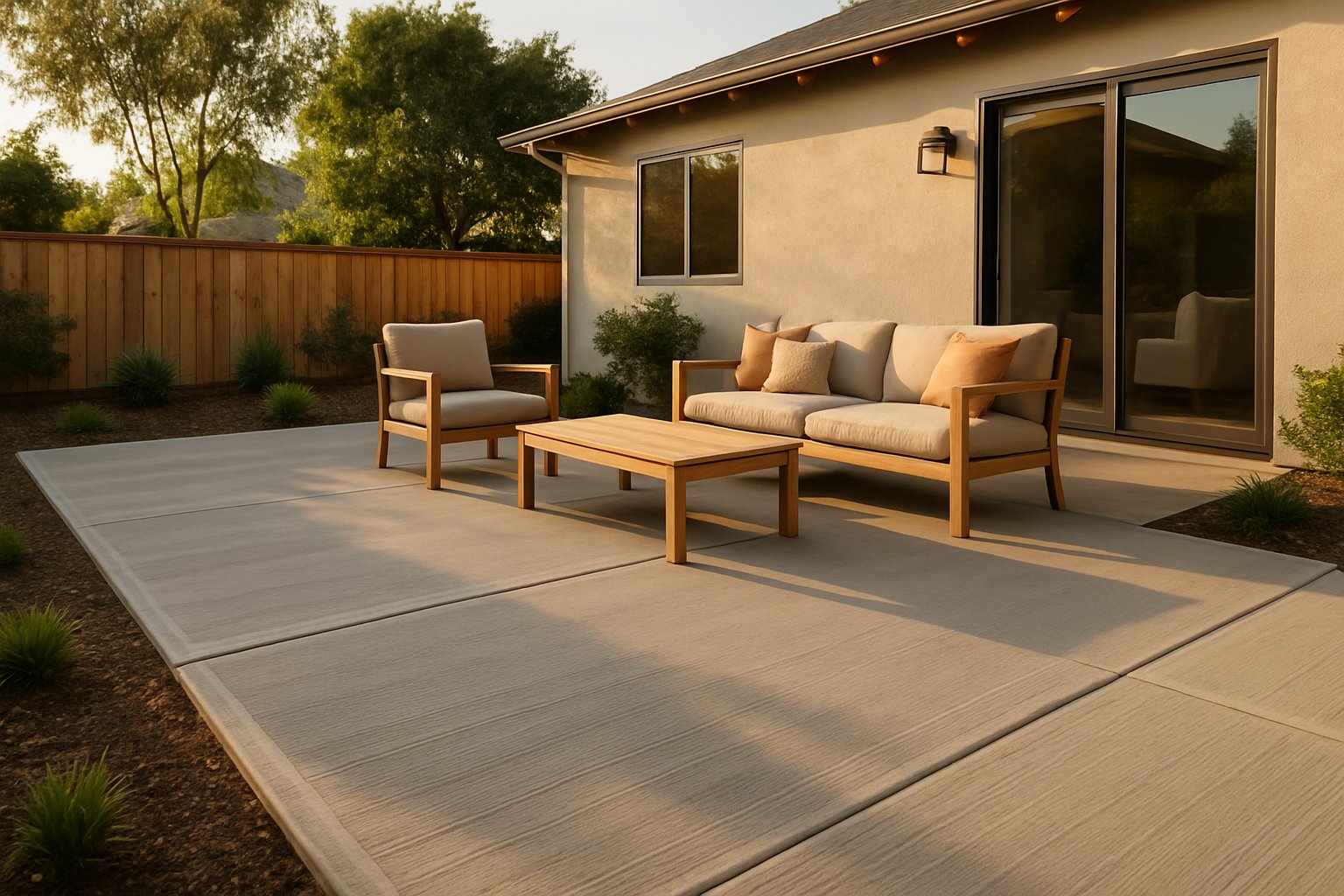 Finished backyard concrete patio