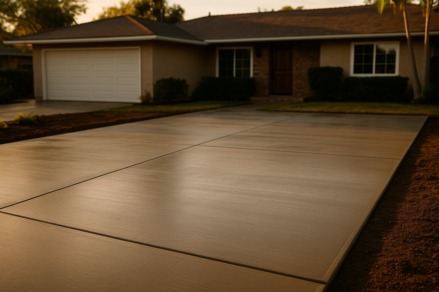 Freshly poured concrete driveway finished by SolidStone